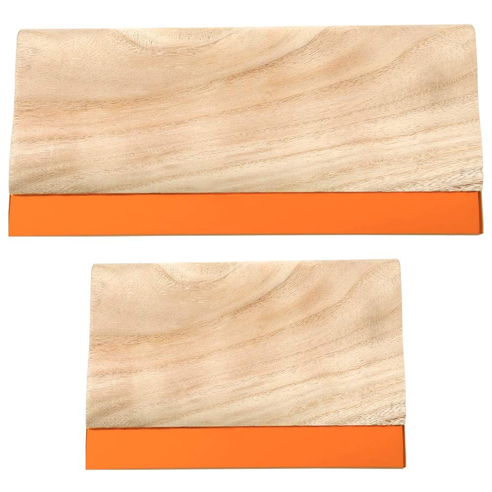 2 Pieces 2 Sizes Screen Printing Squeegee, 75 Durometer Wooden Ink Scraper fo...