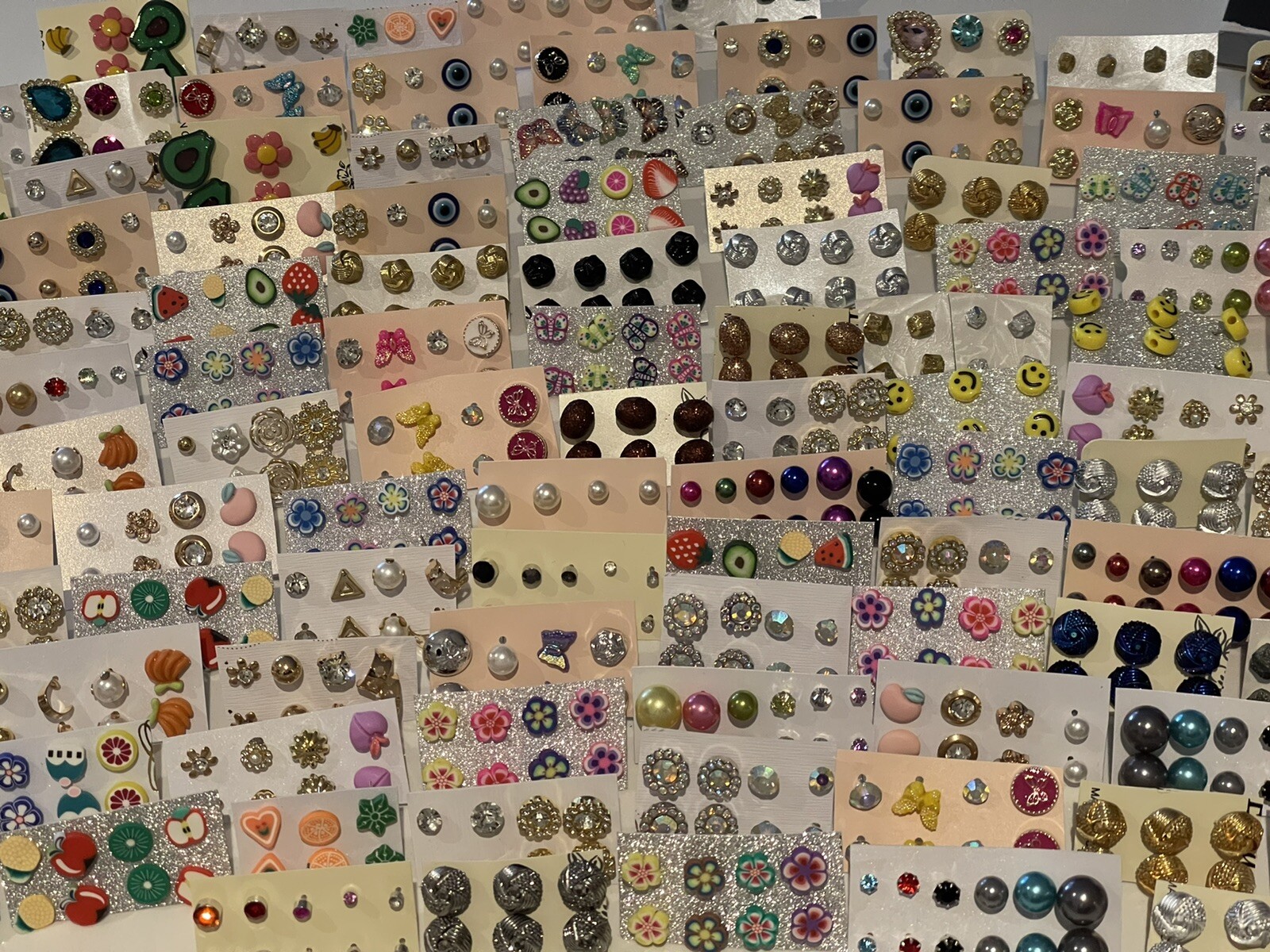 Wholesale Lot of 50 Pairs of Assorted Stud Earrings New Bling Glam