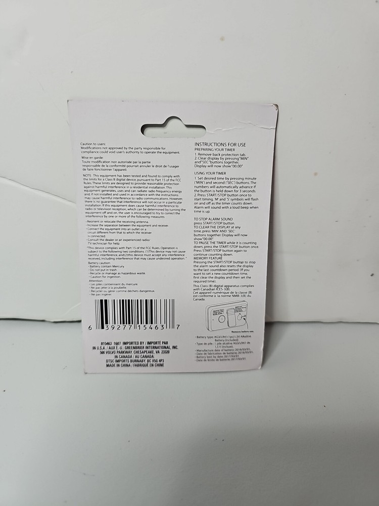 Cooking Concepts Electronic Kitchen Timer ClipMount BLACK NIP **