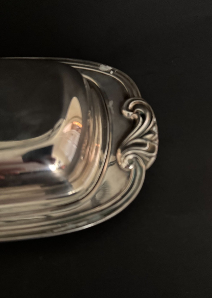 Oneida Covered Butter Server Silverplate with Glass Insert 3 Piece Vintage