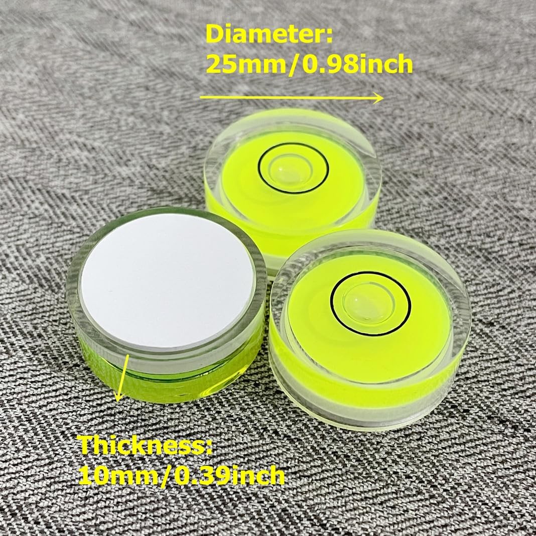 YMGBHNKJLS 4Pcs Small Circular Bubble Levels with Double Sided Adhesive Botto...