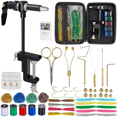 Complete Fly Tying Vise & Tools Kit with Bag - Essential for Beginners & Experts