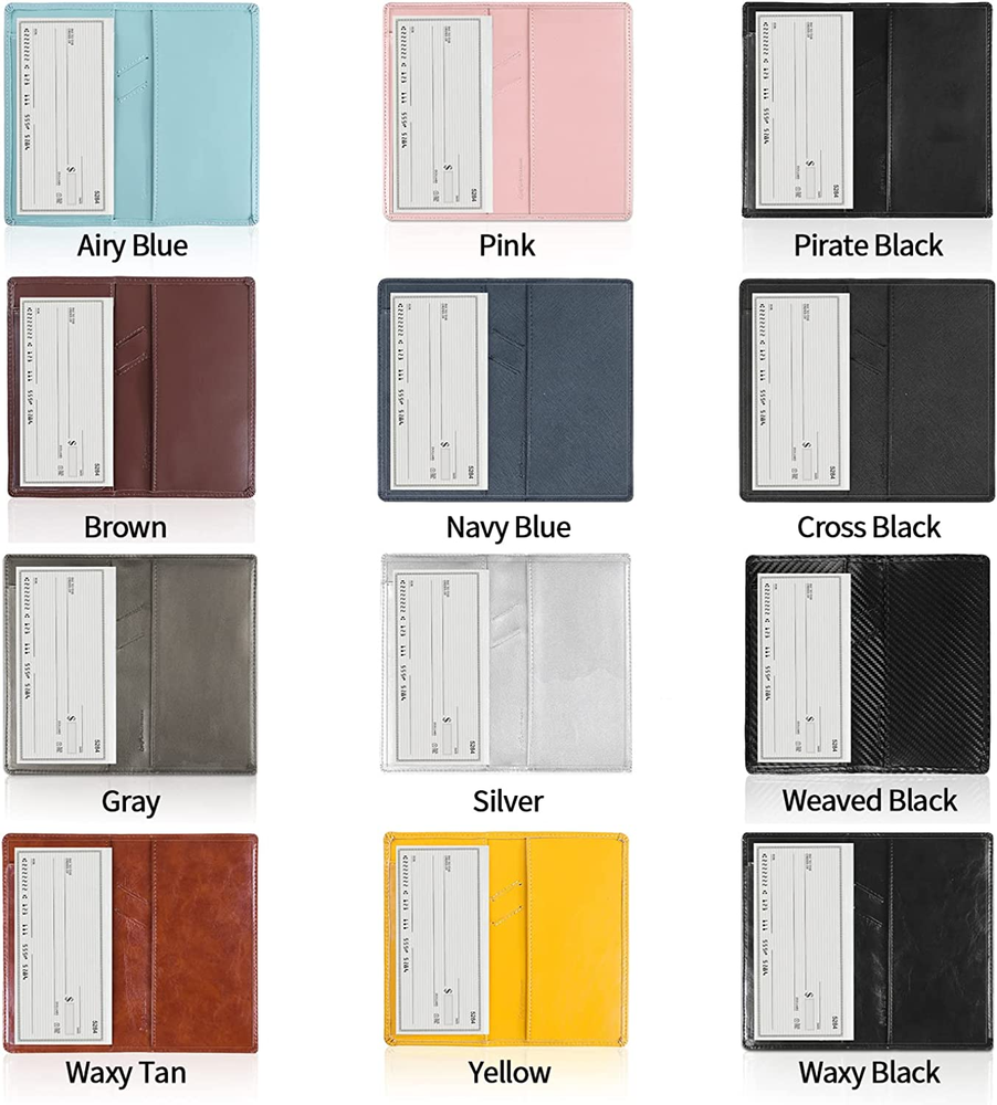 Leather Checkbook Cover with Built-in Divider and Pen holder