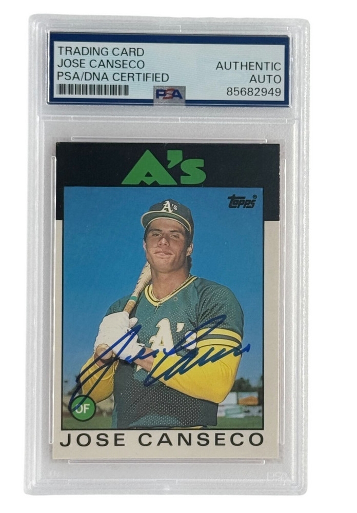 Jose Canseco Autographed 1986 Topps #20T PSA Authenticated