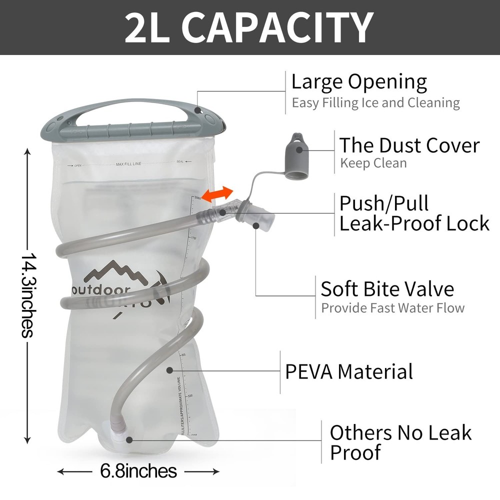 Hydration Pack Backpack, Lightweight Water Backpack with 2L Leakproof Hydrati...