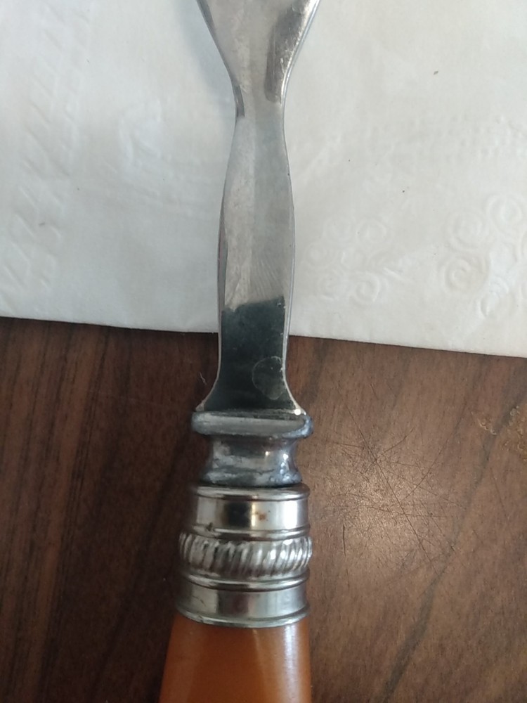 Old Butterscotch Serving Fork 1930s Bakelite Handle