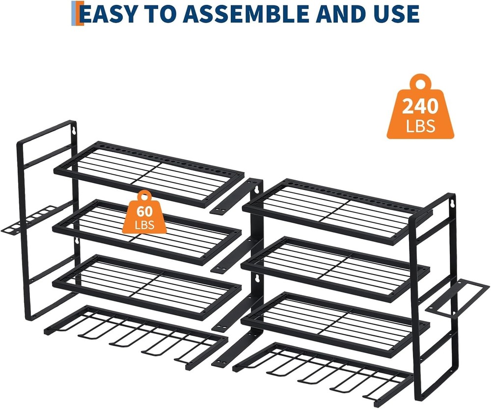 8 Drill Power Tool Organizer Wall Mount Garage Storage Rack 4-Layer Drill Holder