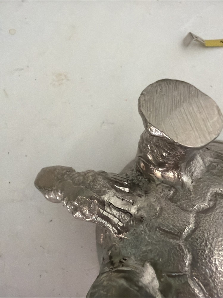 Turtle Tortoise Silver Metal Figurine And Container
