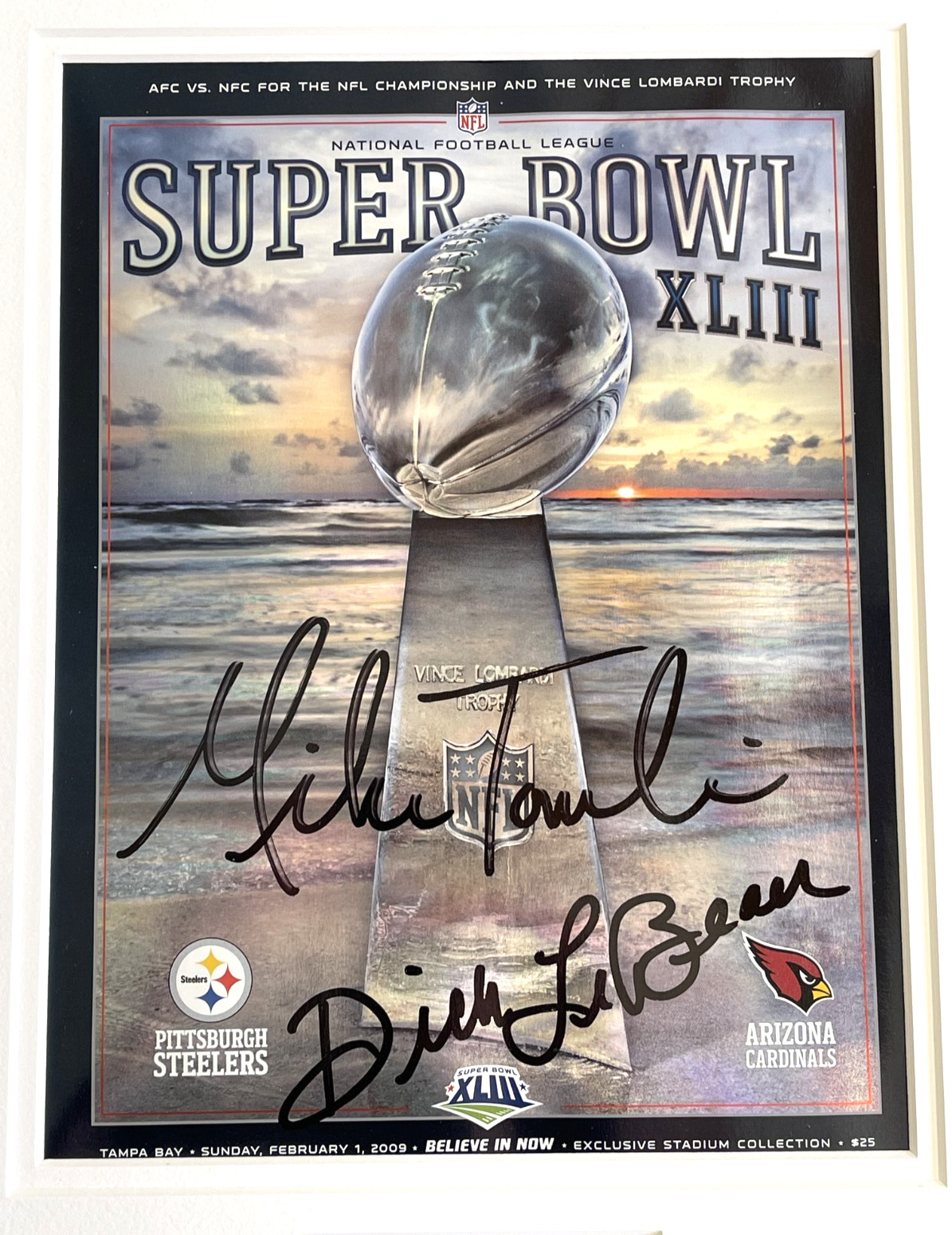 NFL STEELERS SIGNED MIKE TOMLIN DICK LEBEAU SUPER BOWL 43