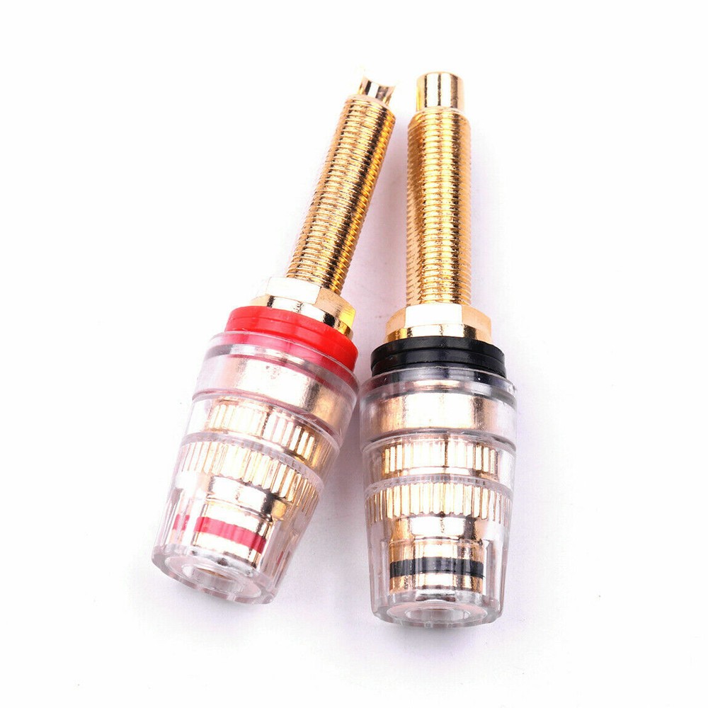 1 Pair 2pcs Audio Speaker Binding Post Thread Terminal Banana Plug Gold Plated