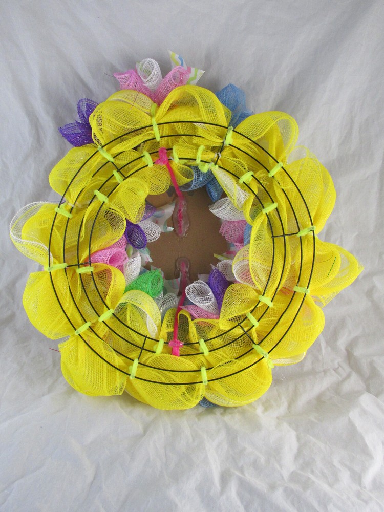 Bubbles, Cruffles, and Curls Deco Mesh Easter Wreath