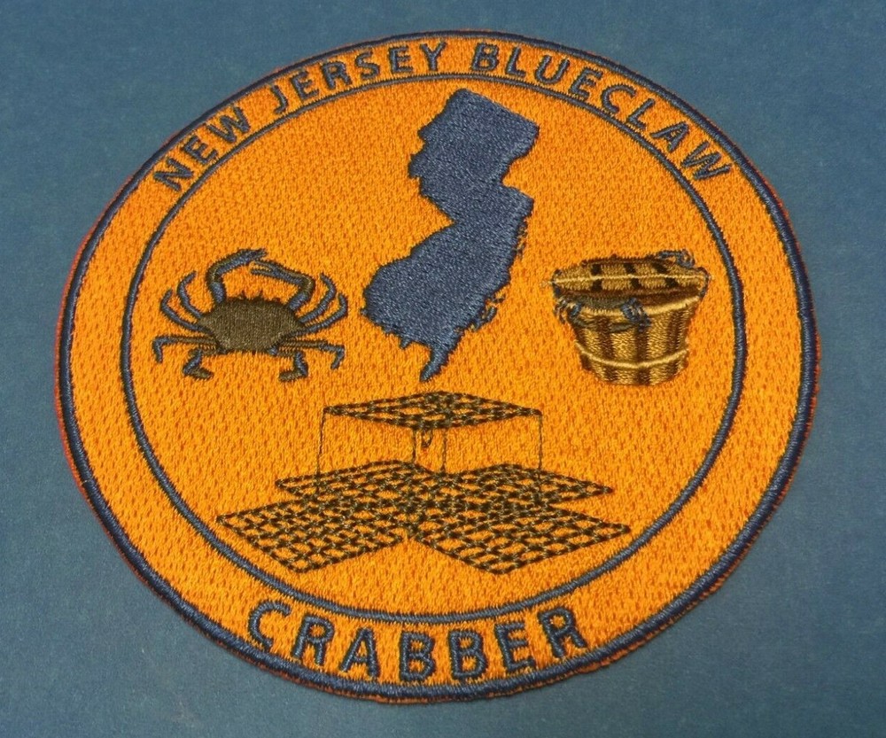 New jersey Blue Claw Crabber 4"  Embroidered Iron On Patch