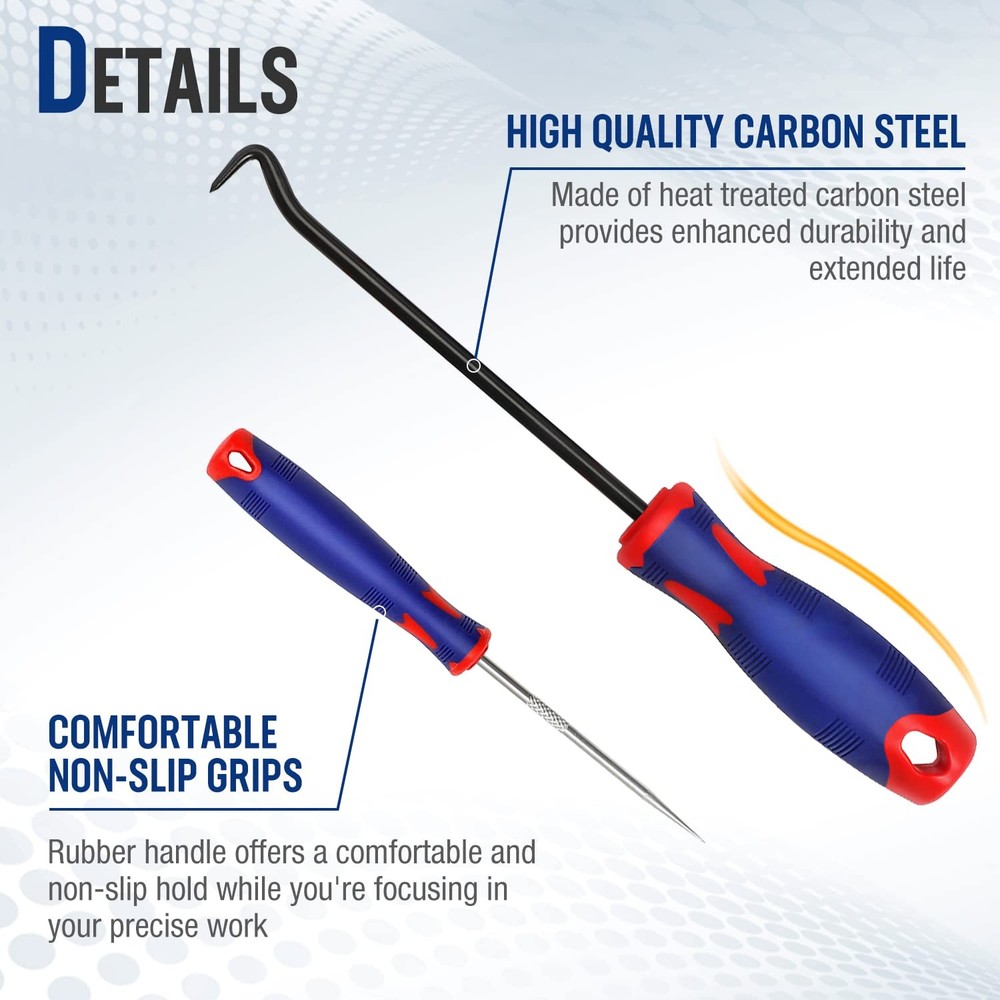 WORKPRO 9Pcs Precision Pick & Hook Set with Scraper, Small, Multicolor