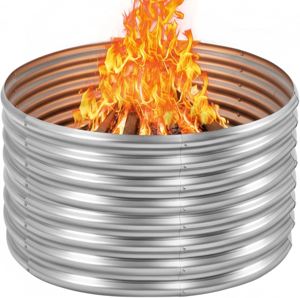 48 inch Fire Pit Ring 4x4x2FT Galvanized Fire Ring Wood Burning Fire Pits Ring