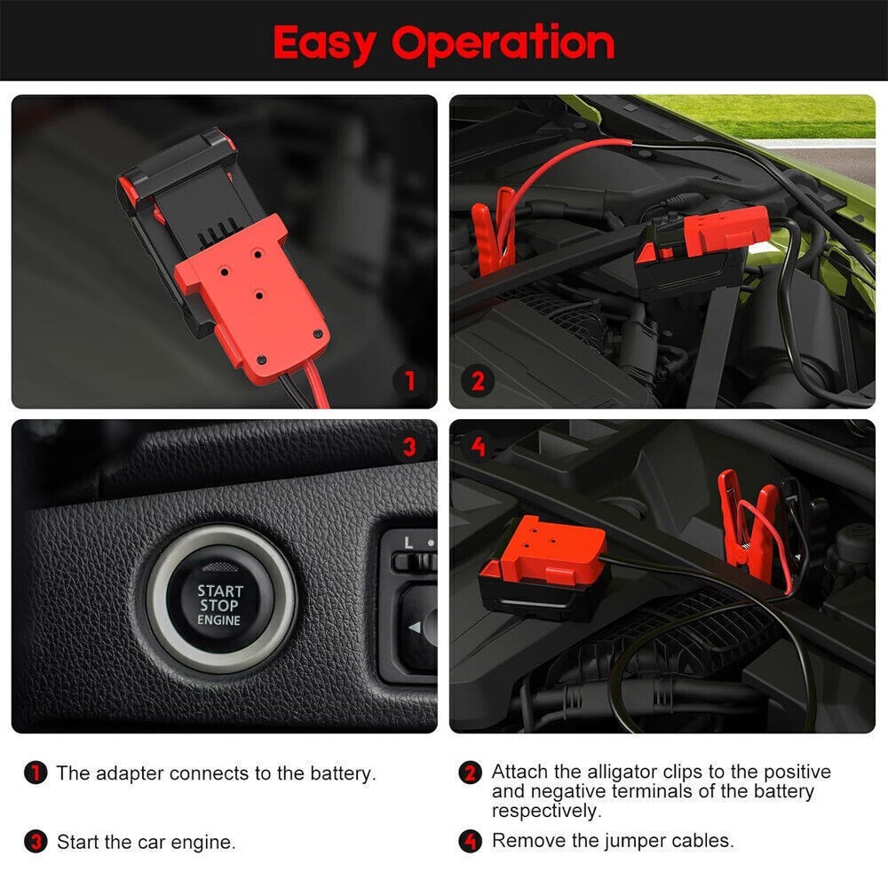 5.9FT Jumper Cable Clamps For Milwaukee 18V Li-ion Battery Jumper Starter 8AWG