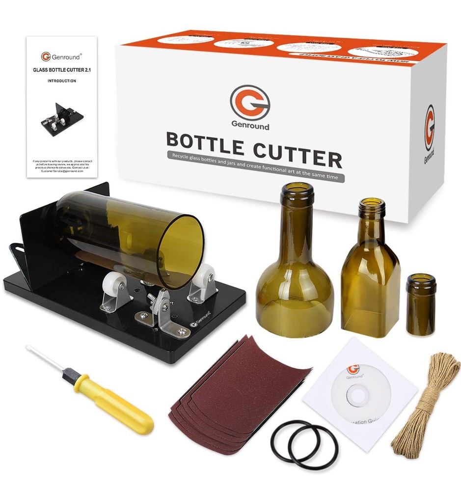 Genround Bottle Cutter, Upgrade 2.1 Glass Cutter version, Black