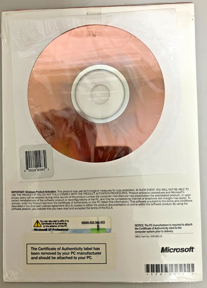 MICROSOFT Windows XP Professional, *NO PRODUCT KEY INCLUDED*