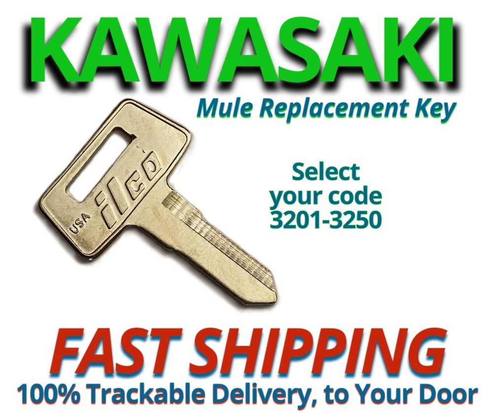 Kawasaki Mule Keys UTV Replacement Key Cut to Code 3201-3250
