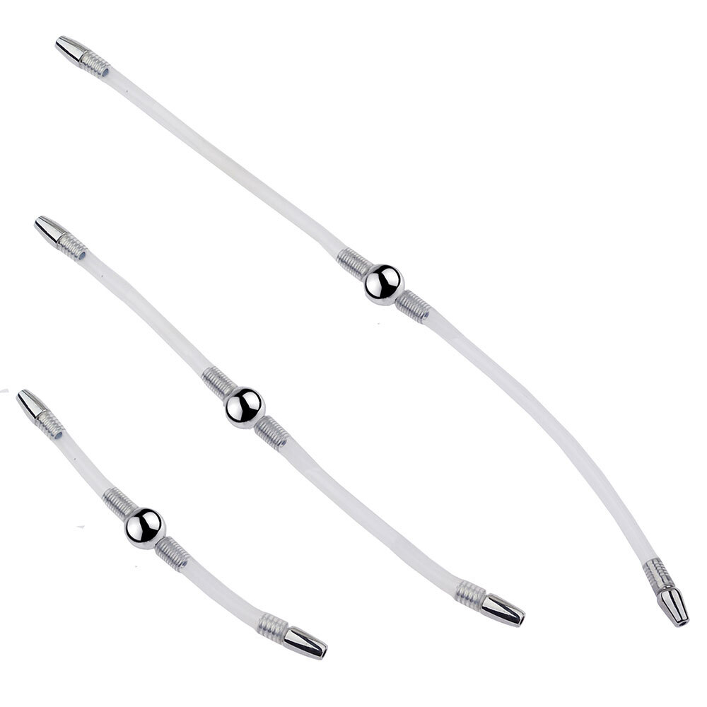 Male Penis Plug  Sounding Penis Dilator Silicone Urethra Both End  Plug.