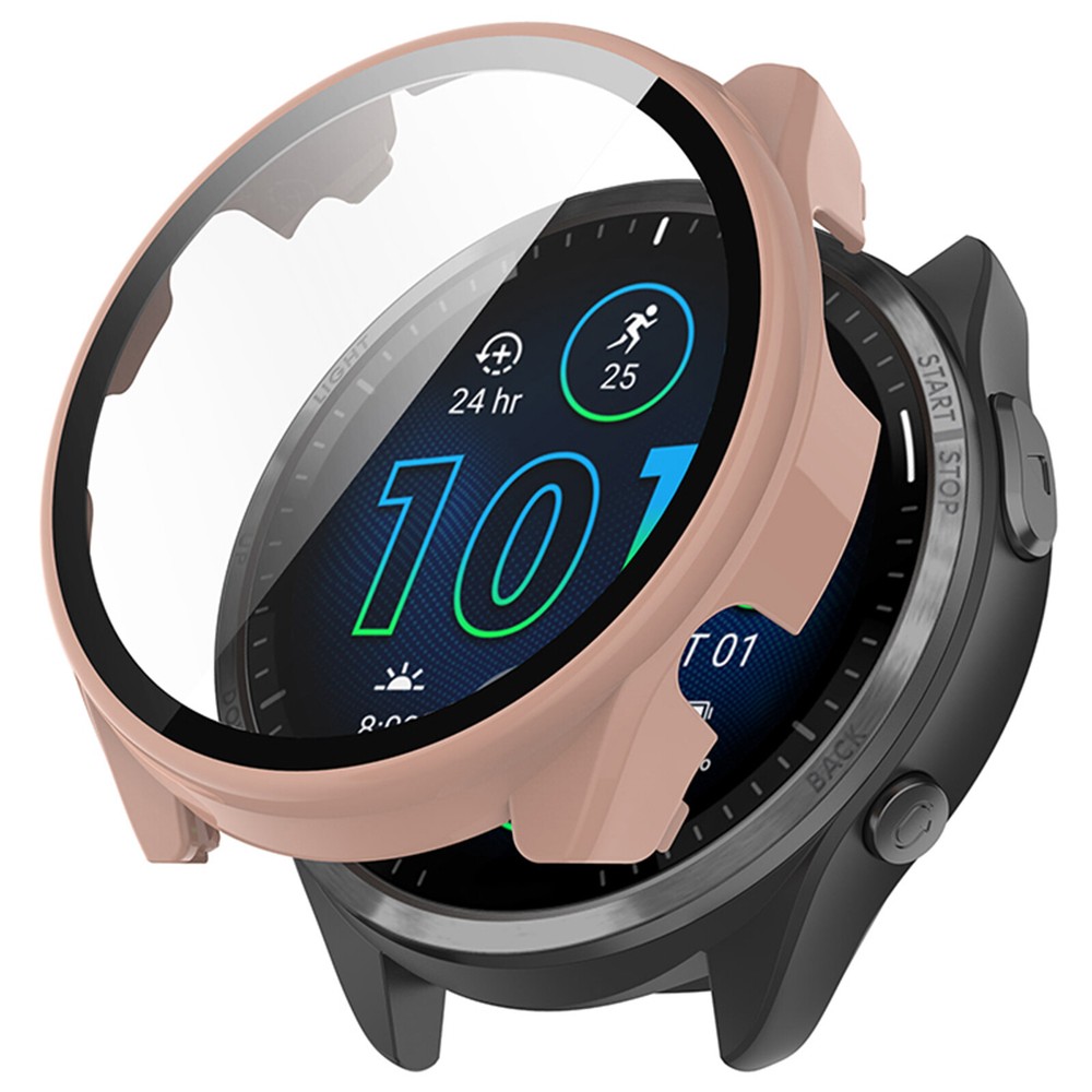 For Garmin Forerunner965 Full Case Cover PC + Tempered Glass Screen Protector
