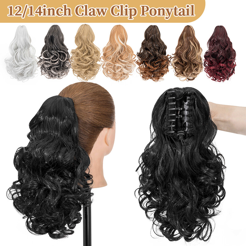 14" Short Claw On Ponytail Hair Extensions Natural Clip Pony Tail Thick As Human