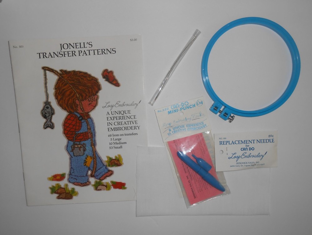 Can Do Loop Embroidery Punch Tool, Hoop, Needles and Transfer Book