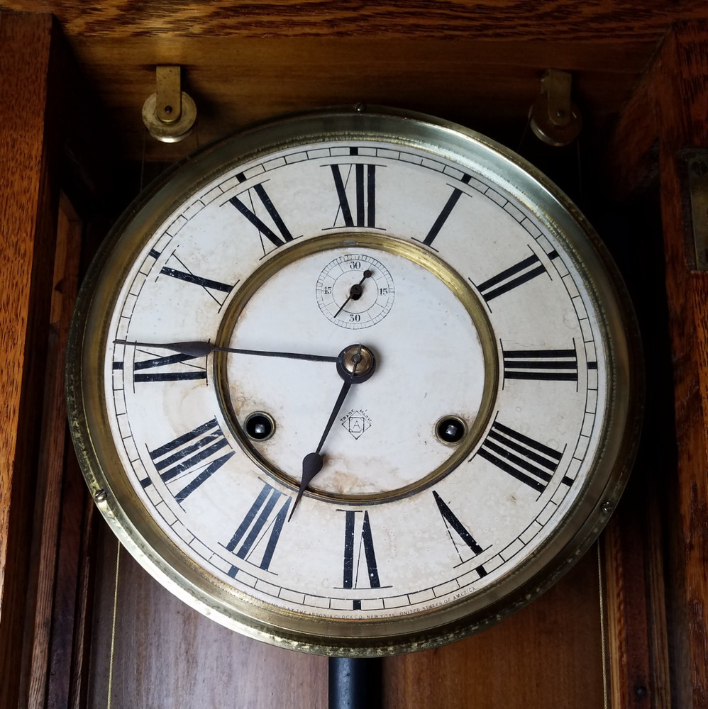 Antique Ansonia "Bagdad" Weights Driven Regulator Wall Clock 8-Day Timepiece