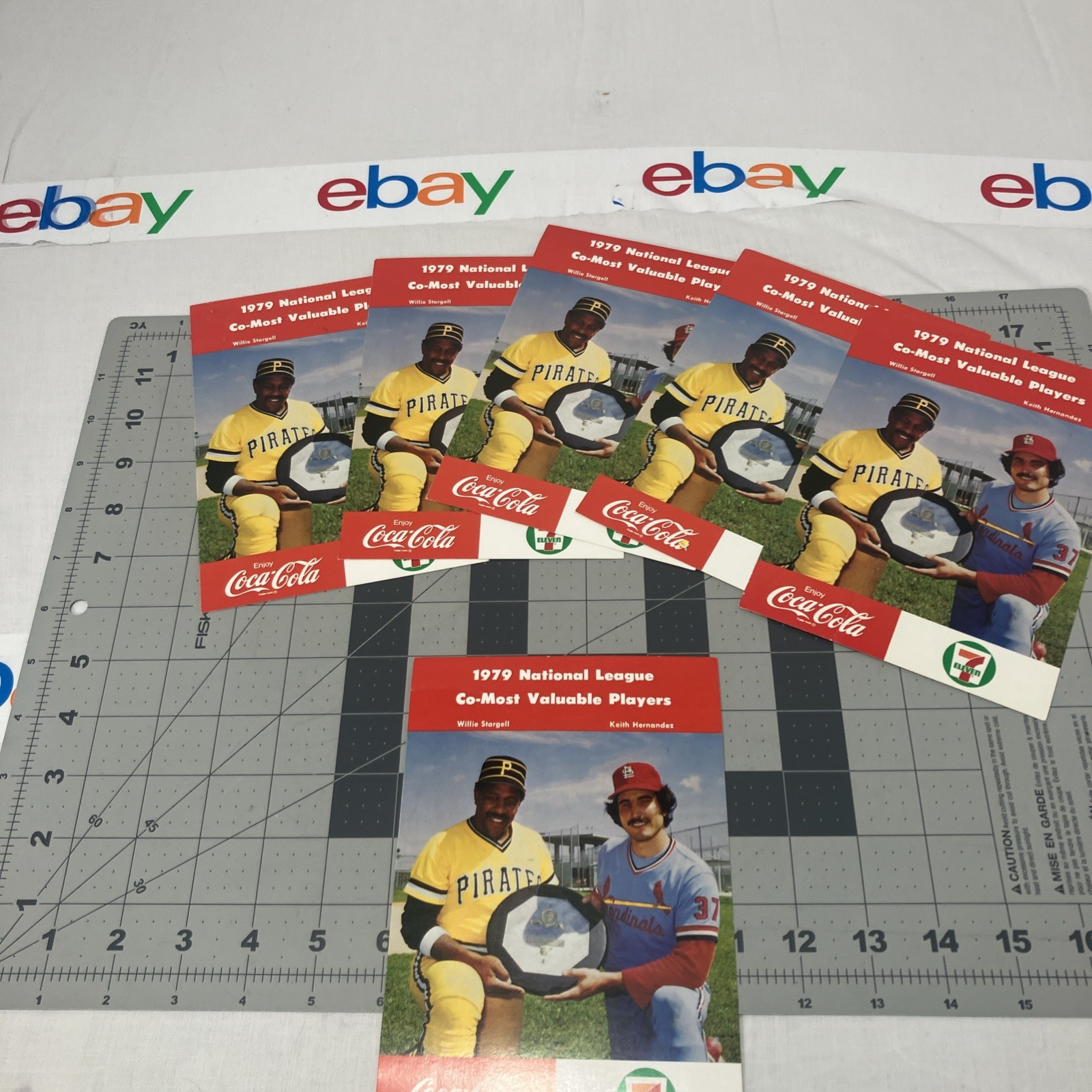 1979 NL Co-MVP Willie Stargell Keith Hernandez Coca-Cola 7-11 7x5 Card LOT OF 6