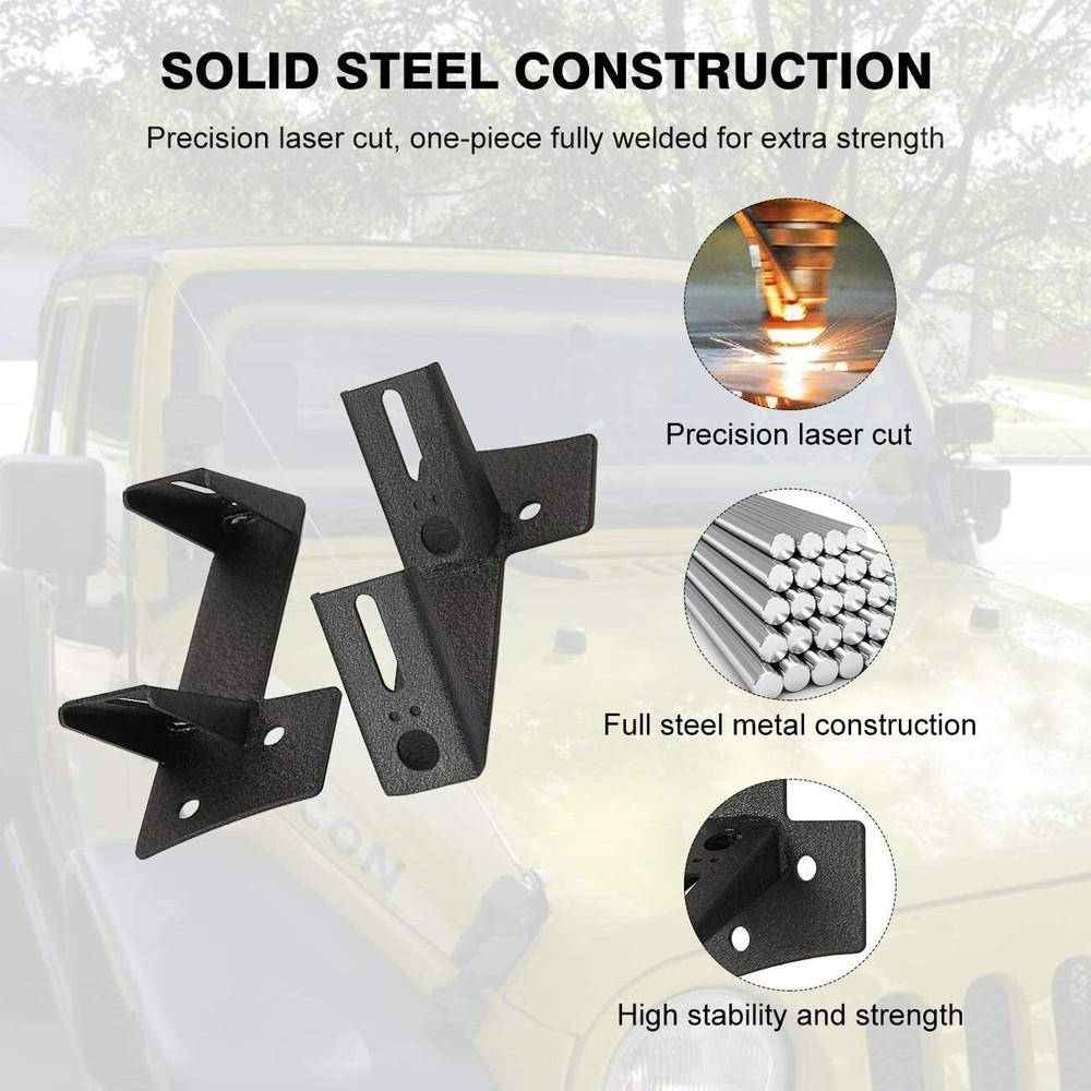 A-Pillar Windshield Mounting Brackets for Jeep Wrangler JK 2007-2017 Work Light