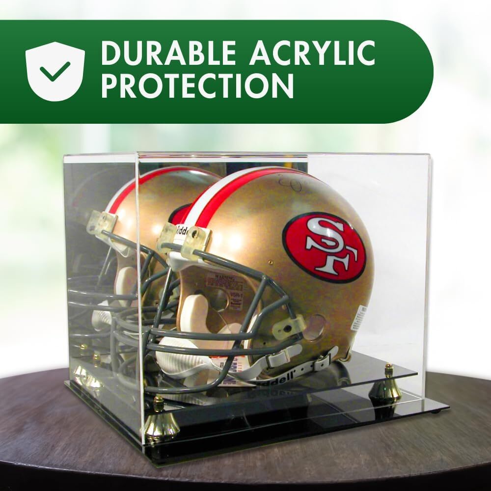 Deluxe Full Size Football Helmet UV Protected Display Case with Mirror Back