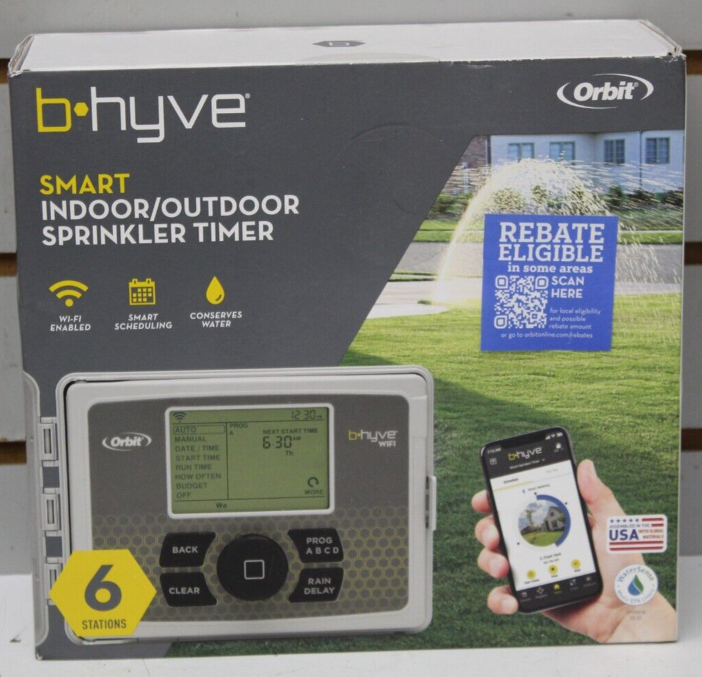 Orbit 57946 B-hyve Indoor/outdoor 6 Station WiFi Sprinkler Controller NEW Sealed