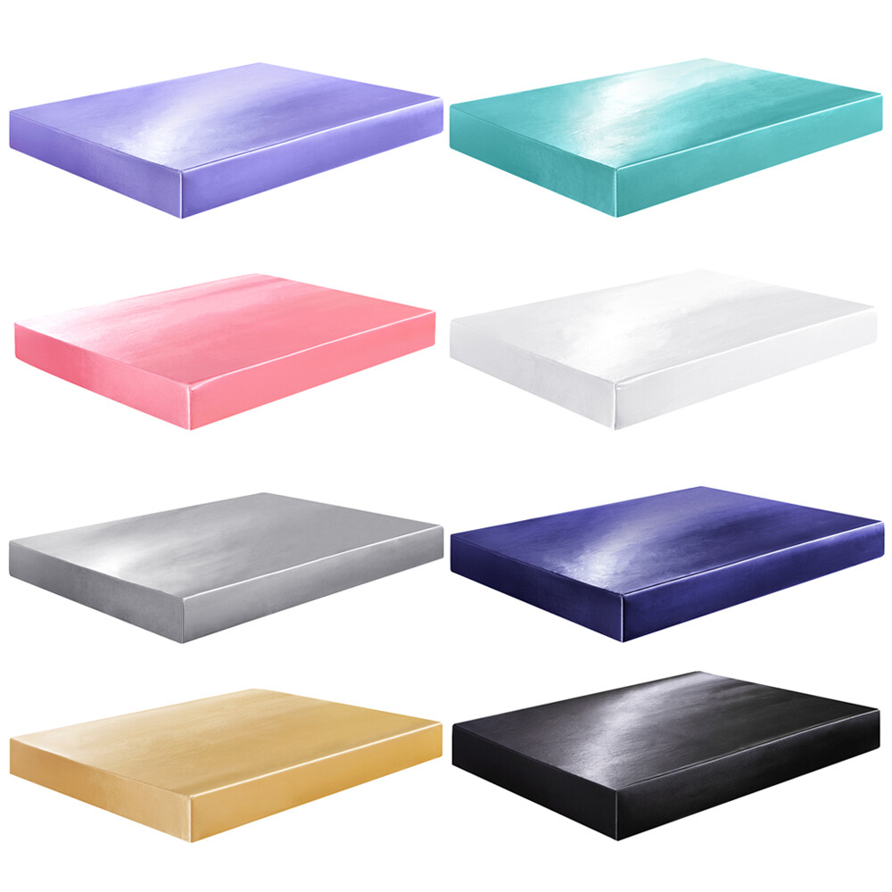 Luxury Silky Satin Sheet Set Bedding Fiited Sheets Soft Pillowcases Solid Color