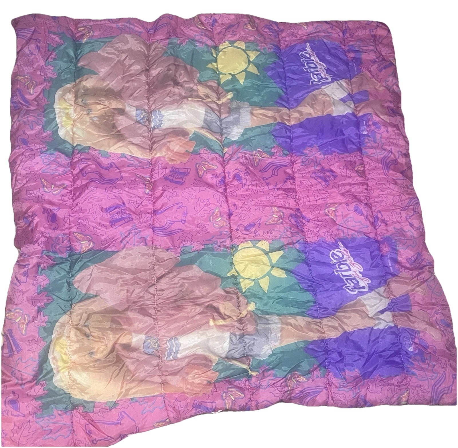 BARBIE For Girls Sleeping Bag 1994 FABRIC ONLY READ Vintage Mattel 55”L x 27”W