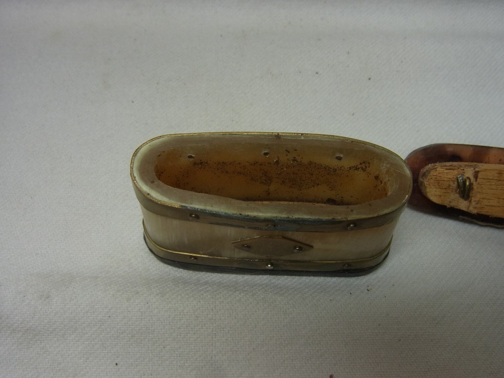 Snuff Box Horn Brass Antique German #E1
