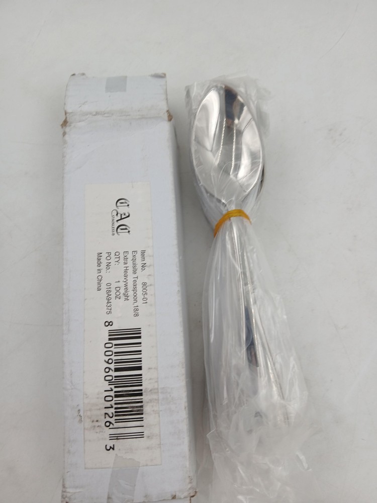 CAC Stainless Exquisite Teaspoon 18/8 Extra Heavyweight Flatware 12 Pc Set