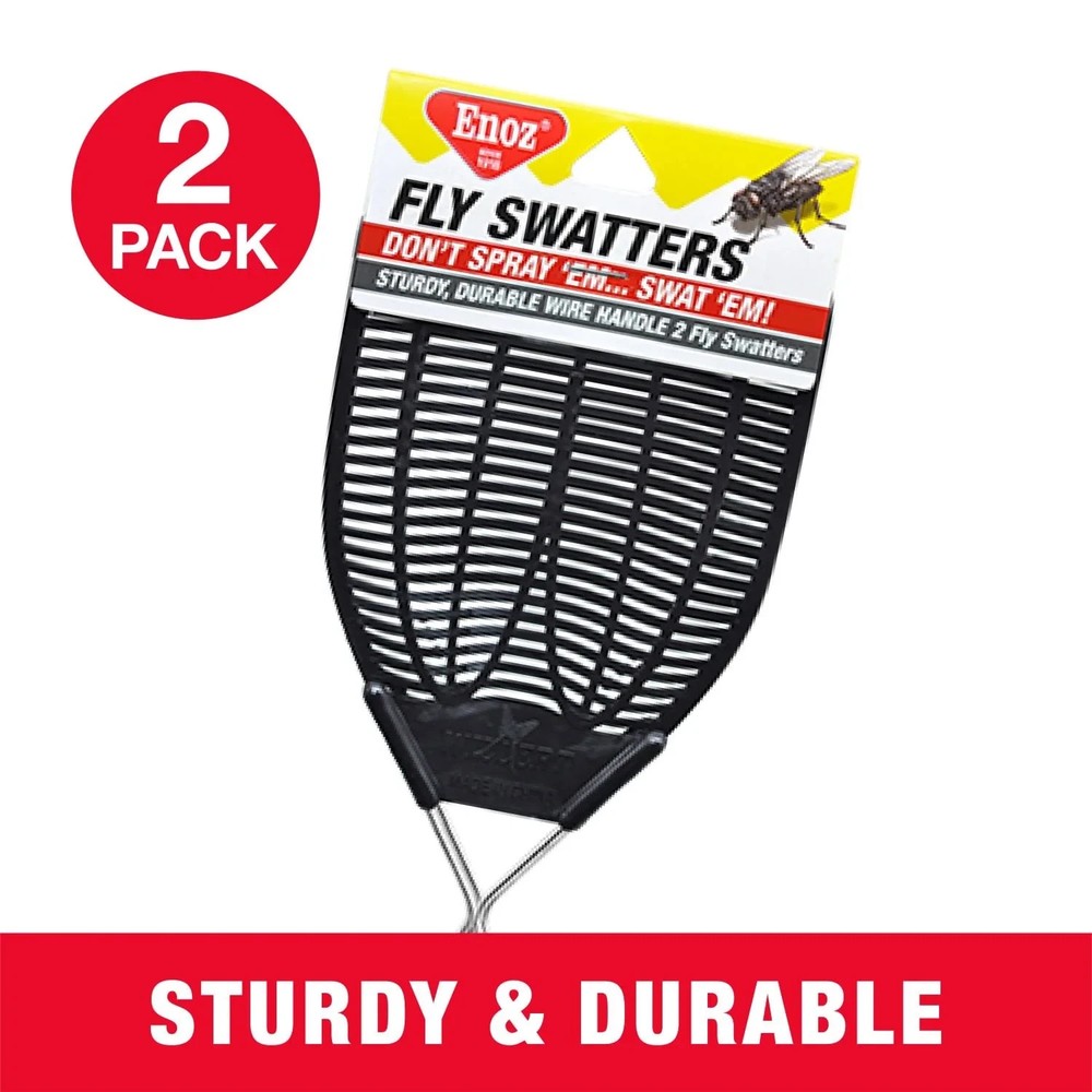 (3 pack)Enoz Fly Swatter, Wire Handled Plastic Fly Swatter, Assorted Colors,2 ct