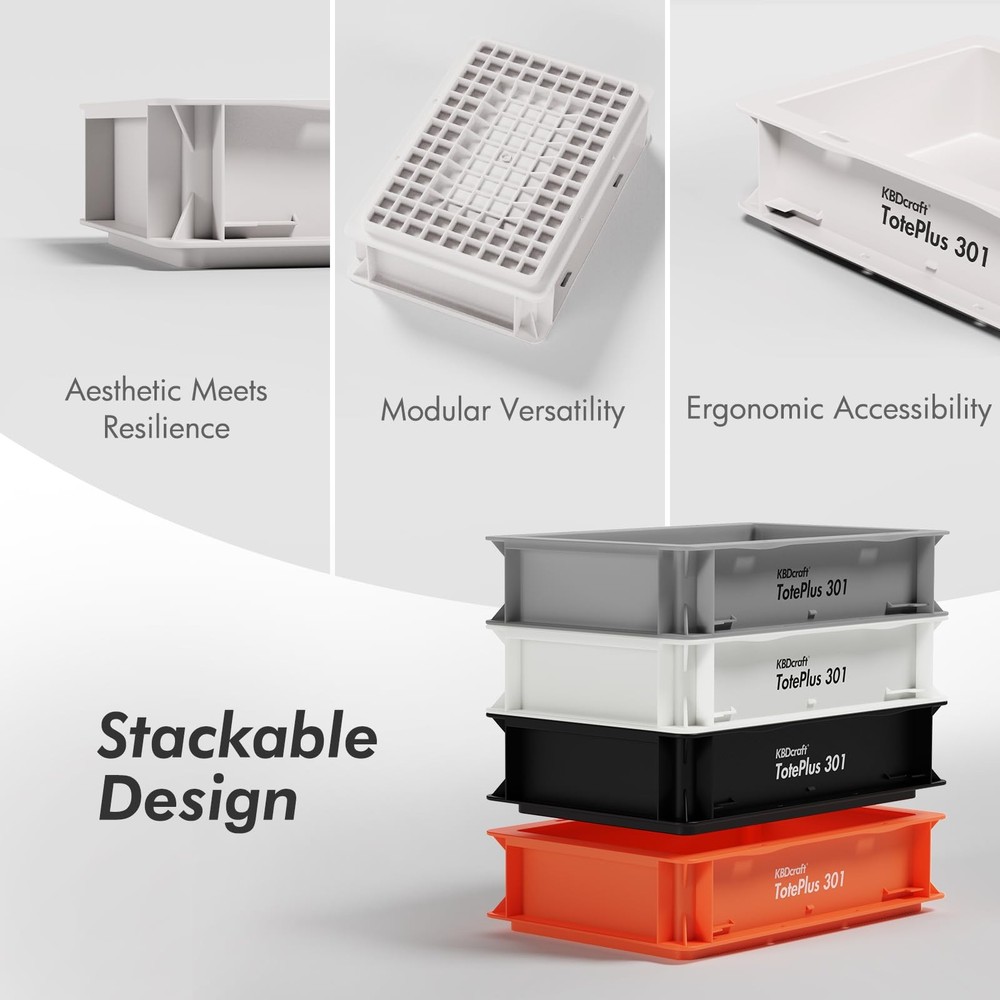 Stackable Storage Bin - Heavy-Duty Plastic Organizer and Tray with Straight W...