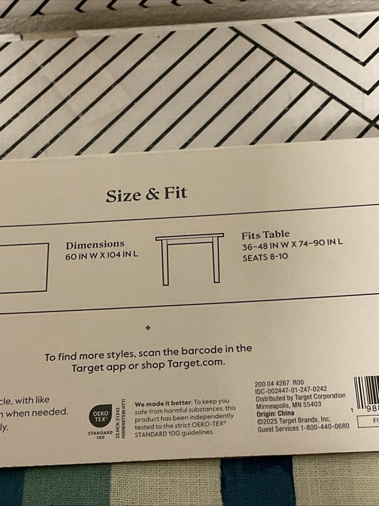 🥥 Threshold Rectangular Coastal Tablecloth Blue Striped 60” x 104”🆕