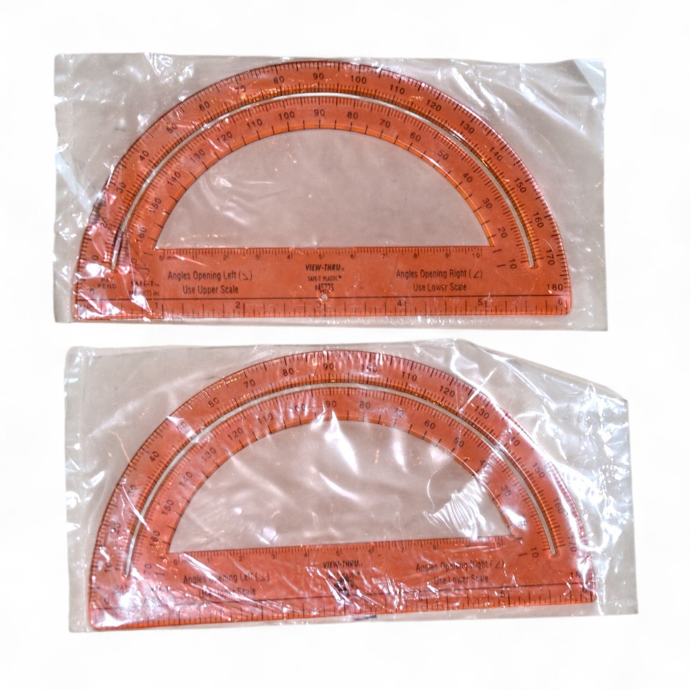 Hand2Mind Safe-T Protractor for Kids 180° Geometry Tool, Orange (2-PACK)