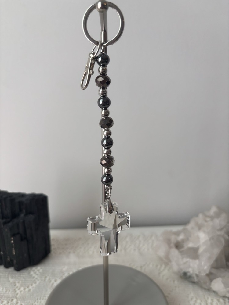 Handmade Beaded Cross Keychain