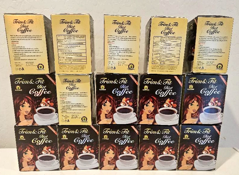Trim $ Fit Diet Coffee, Appetite Suppressant Coffee - Instant Blended 12 Sachets