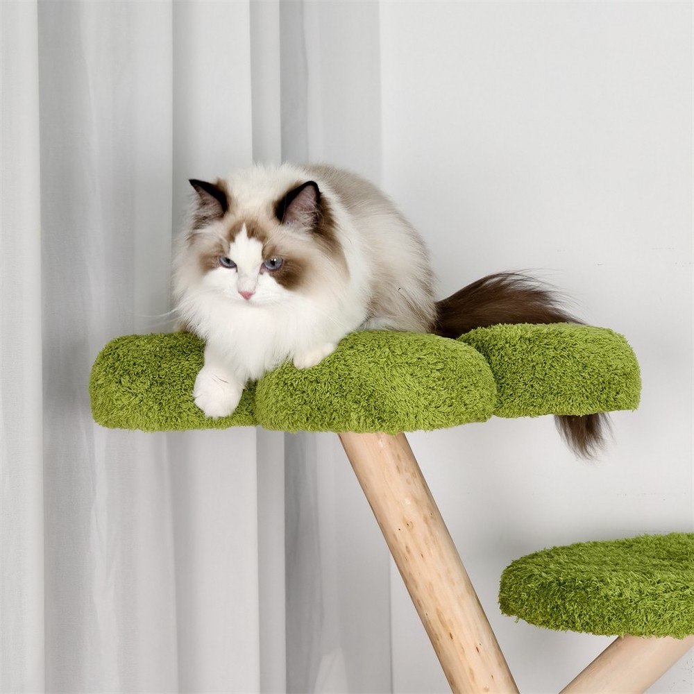 Multi-Level Indoor Cat Climbing Tree Flower Perch Plush Cave Cat Activity Tree