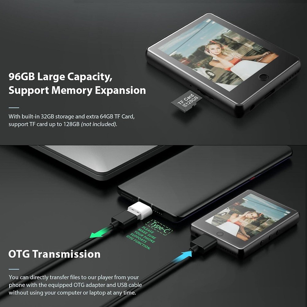 ✅ MP3 Player, 16GB MP3 MP4 Player w/ Bluetooth & Speaker 5.1, 2.8'' Touch Screen