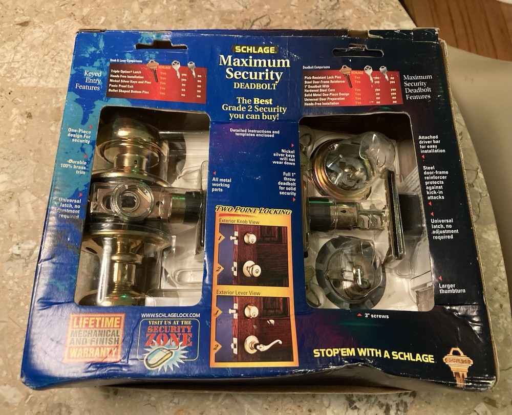 Schlage Ultima Maximum Security Deadbolt + Keyed Entry~Grade 2 Two Point Locking
