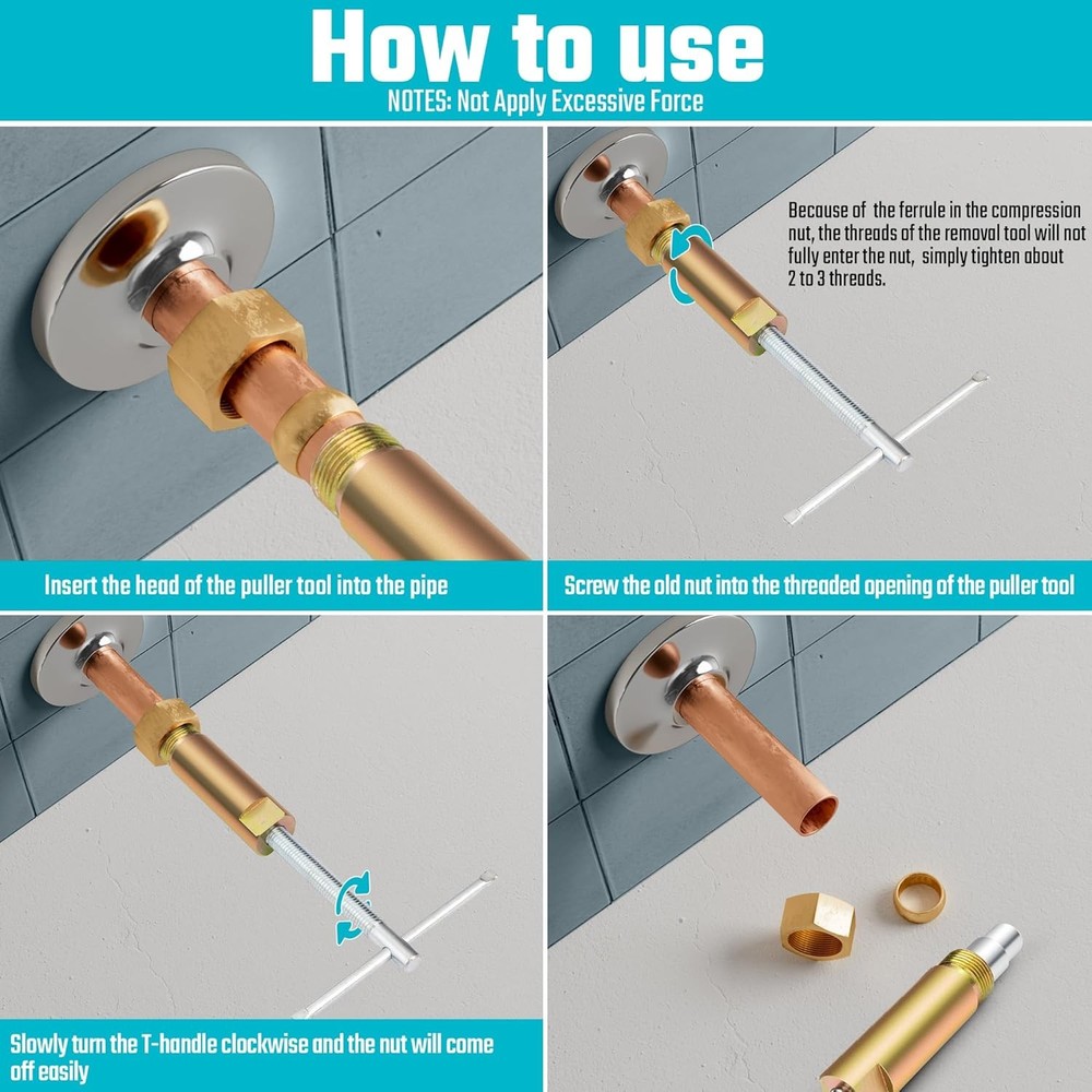 DURATECH Compression Sleeve Puller Tool, Ferrule Puller for 1/2 ” Compression