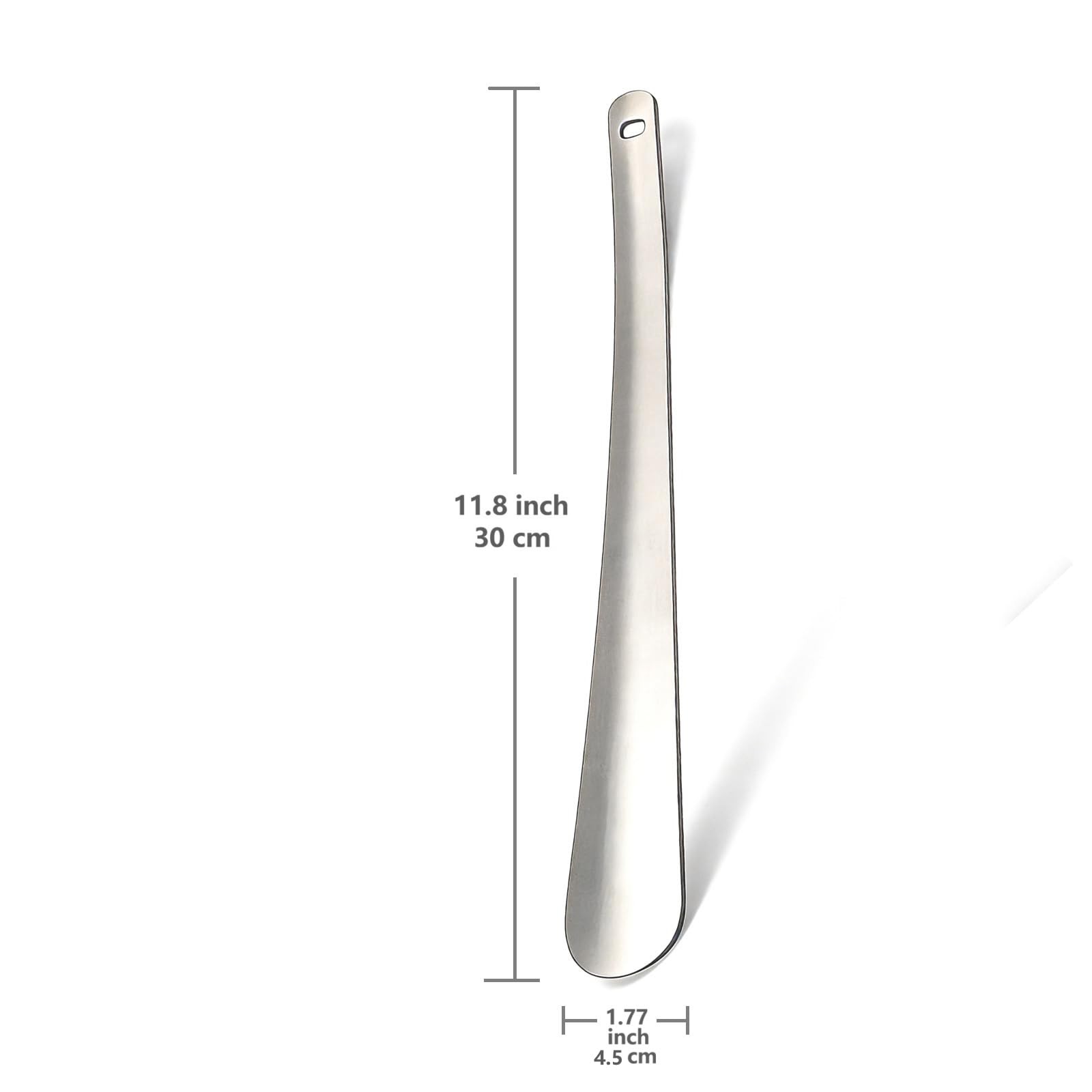 YIZIYAOH 11.8 inch Stainless Steel Shoe Horn, 2mm Thick, inch, Silver