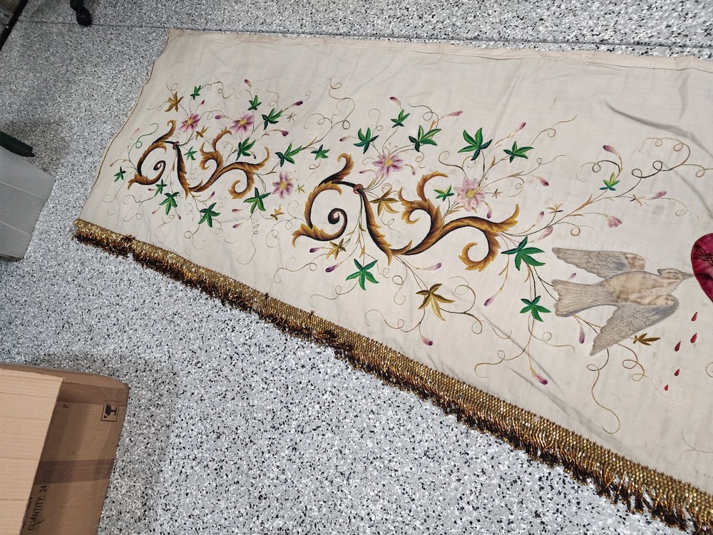 Antique Hand Embroidered Altar Frontal
