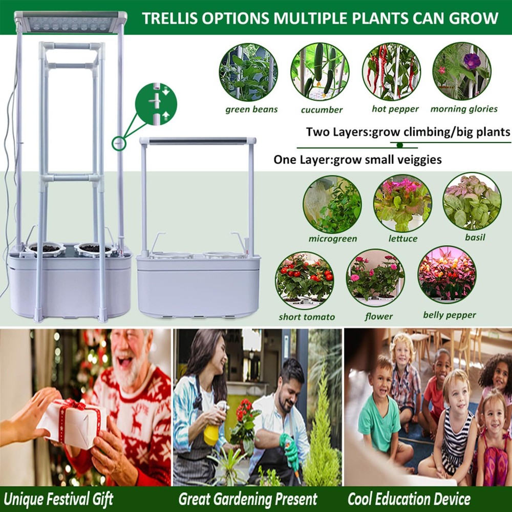 Hydroponics Growing System kit with Trellis,Smart Hydroponic Gardening System...