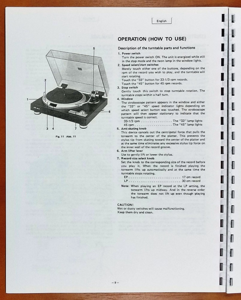 JVC QL-A7 Turntable Owners Manual