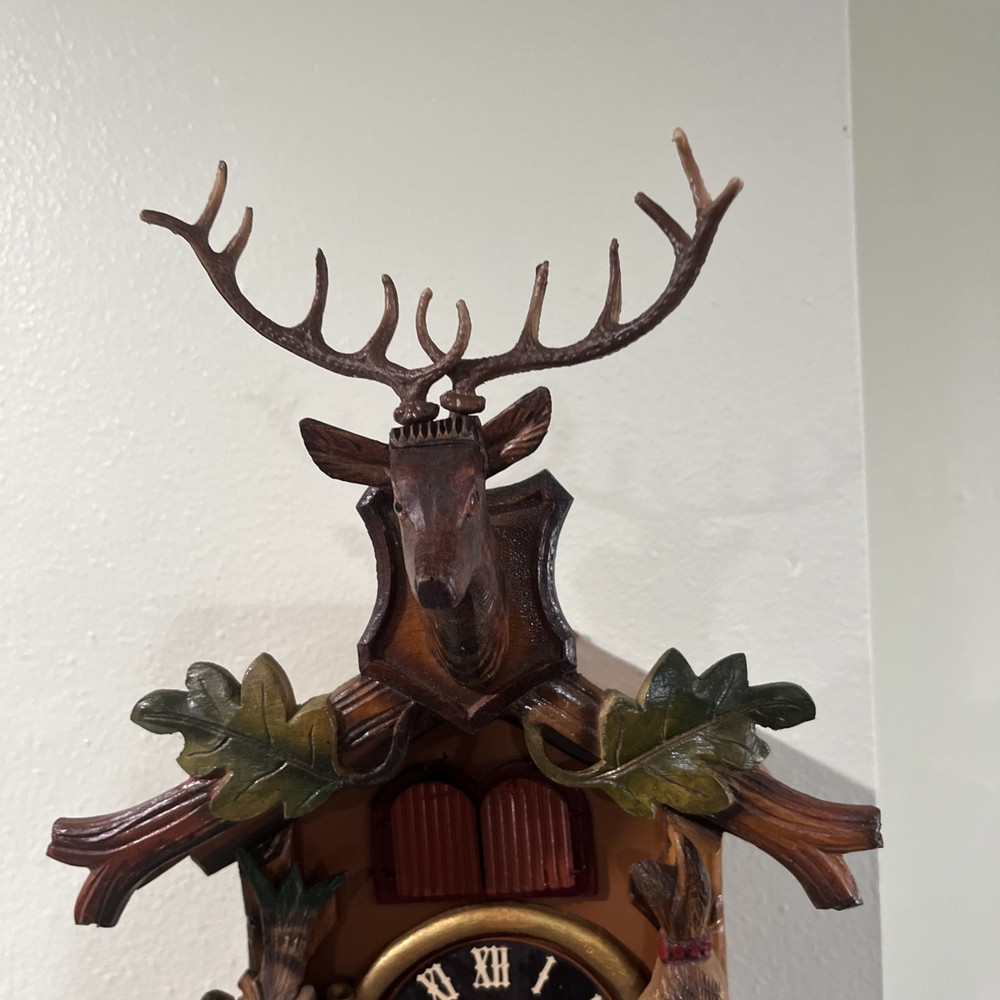 Black Forest Cuckoo Clock Deer-head in working order.